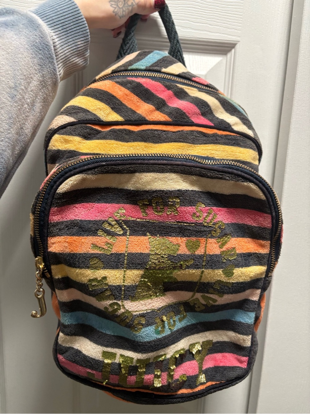 Vintage juicy couture striped backpack